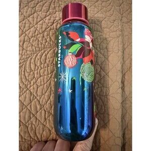 Starbucks Glass Bottle Christmas Holiday Poinsettia 20oz